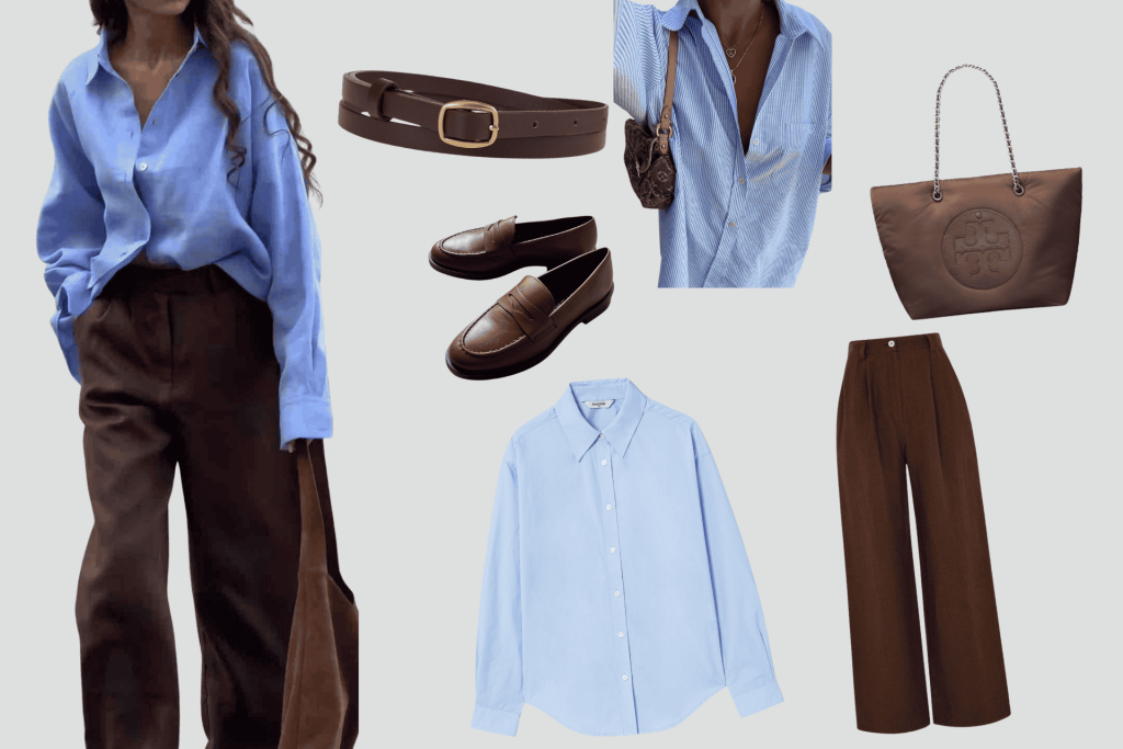 6 Ways to Wear Powder Blue and Rich Brown This Fall