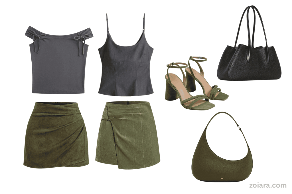 Muted Green and Charcoal outfit