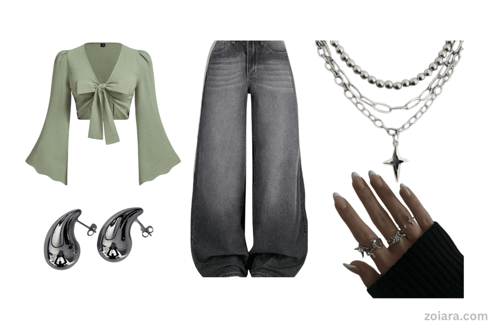 Muted Green and Charcoal outfit