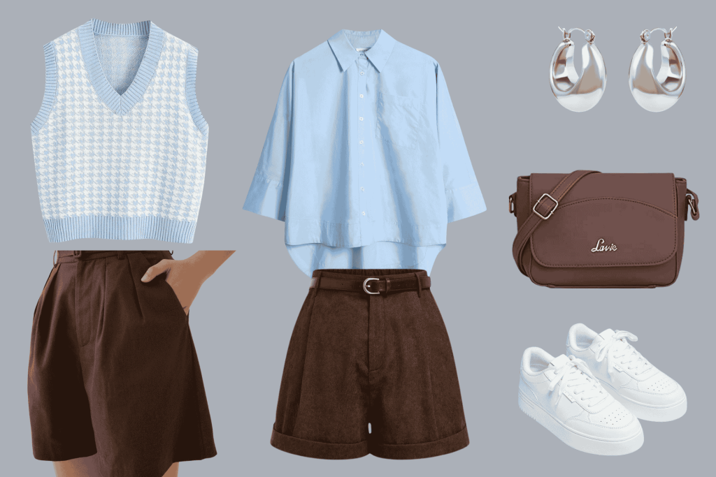 6 Ways to Wear Powder Blue and Rich Brown This Fall